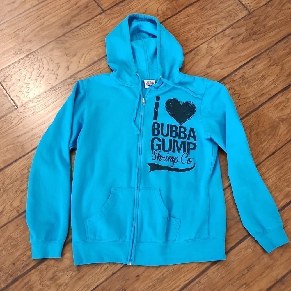 Bubba Gump hooded turqoise blue sweatshirt women's large